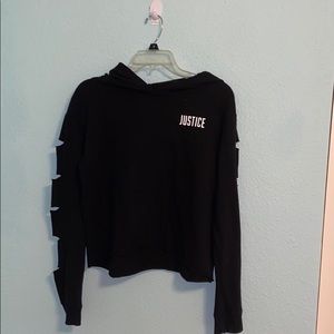 Justice black cropped hoodie